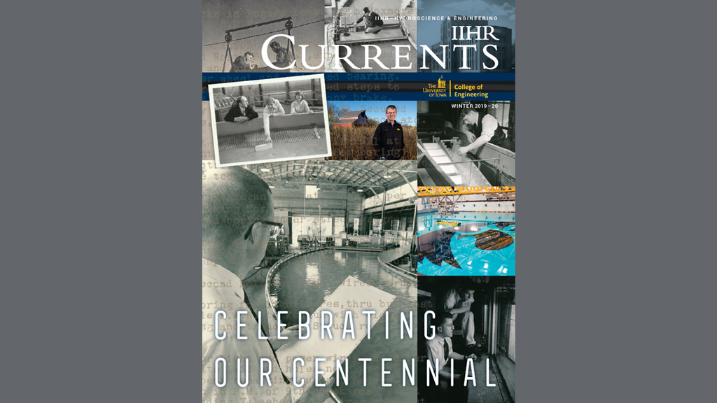 Cover of IIHR Currents featuring a mosaic of photos of the people who make up IIHR